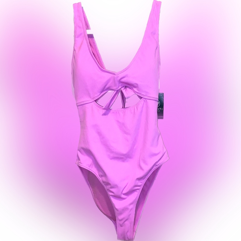 Tahiti violet cut-out peek-a-boo monokini swimsuit M